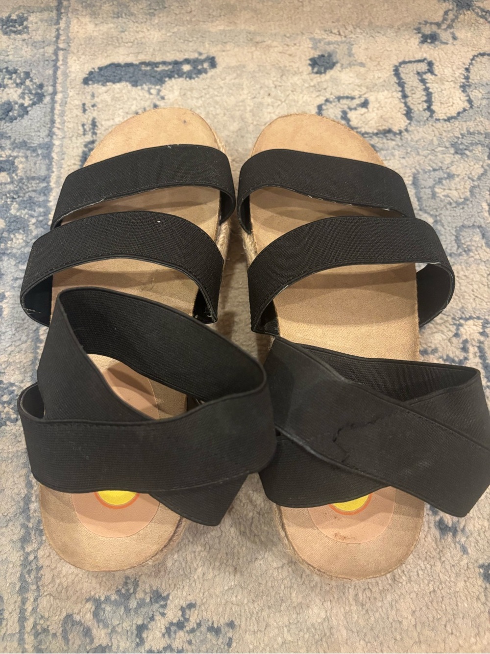 Women's Black Elastic-Strap Platform Sandals - Picture 3 of 3